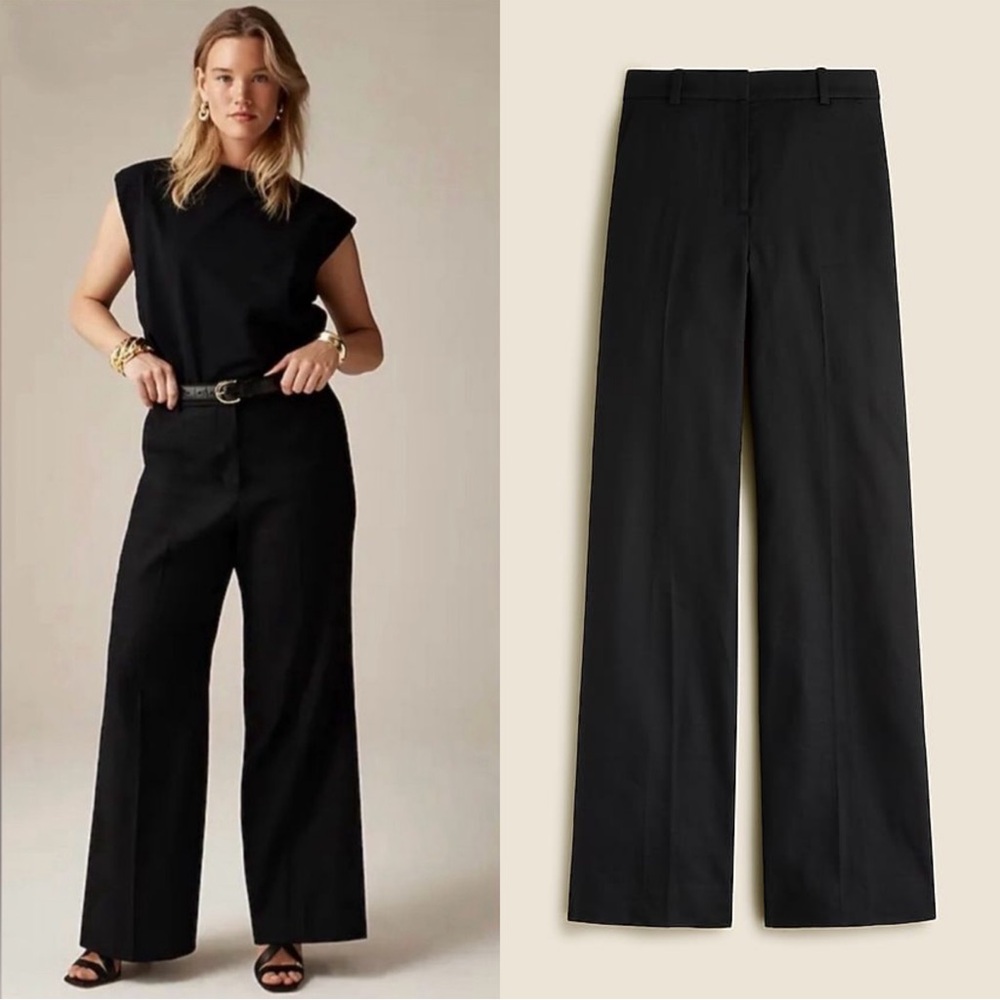 NWT J. Crew Women’s Carolina Flare Pants High Rise Stretch Linen Blend Black 20